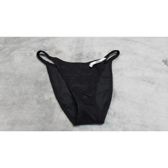 Victoria's Secret Swim Pure Black XL Scrunchie String Bikini Bottom NWT - Picture 1 of 6
